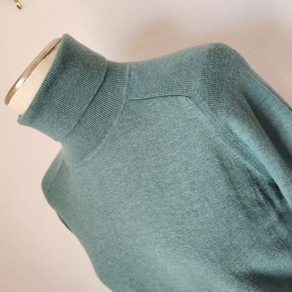 Everlane Wool Cotton Short Sleeve Turtle Neck Tee Sweater Green - Picture 7 of 12